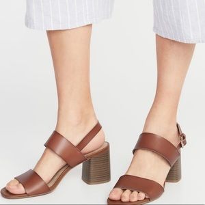 Faux Leather Sling Back Sandal with Block Heel